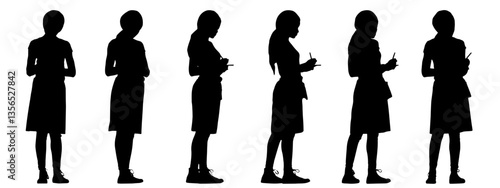 Wallpaper Mural Vector concept conceptual black silhouette of a female waiter taking an order  from different perspectives isolated on white background. A metaphor for working, business, relaxation and lifestyle Torontodigital.ca