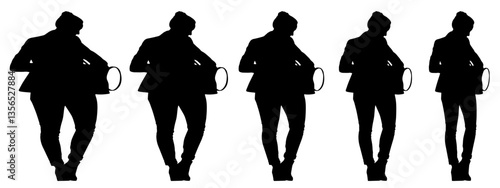 Conceptual fat overweight obese female vs slim fit healthy body after weight loss or diet on white background banner. A  fitness, nutrition or obesity, health shape illustration vector as silhouettes