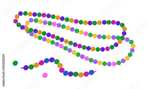 Colorful flat bead illustration for Mardi Gras. For creating invitations, decorations, advertisements, as well as for decorating clothes and accessories for carnival and festive events.