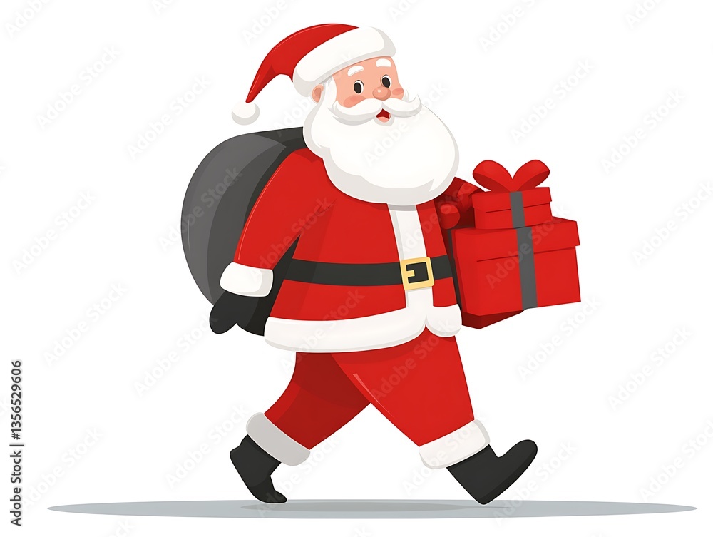 Jolly Santa Carries Gifts. Jolly Santa Carries Gifts.