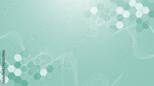 Health care abstract background with hexagons, lines and dots. Medical innovation banner template concept. Biology and pharmaceutical technology background. Vector illustration.