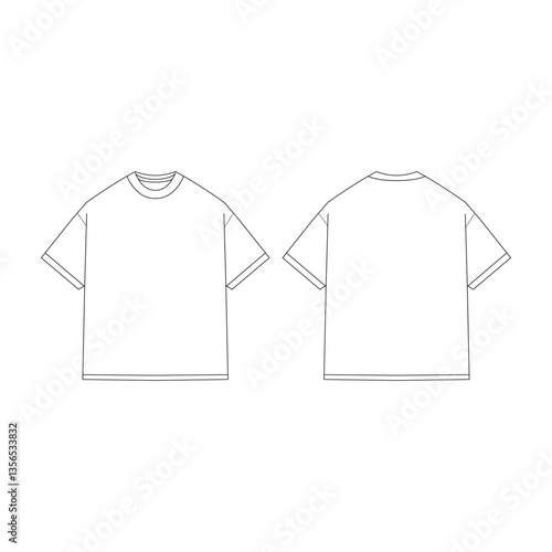 Editable Shirt Mockup Template for Product Design & Branding – T-shirt Vector for Logo Placement & Fashion Tech Pack Sketch