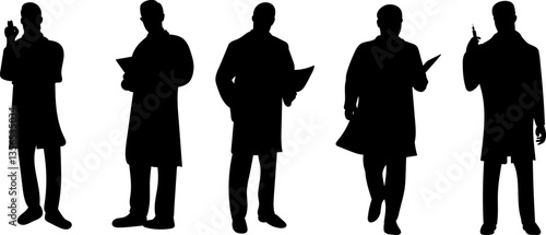 doctor silhouette set, vector
