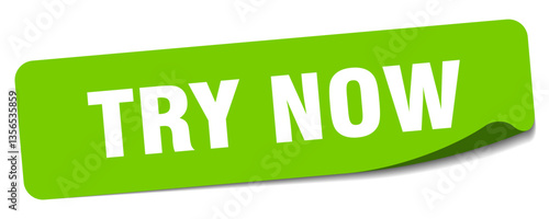try now sticker. try now label