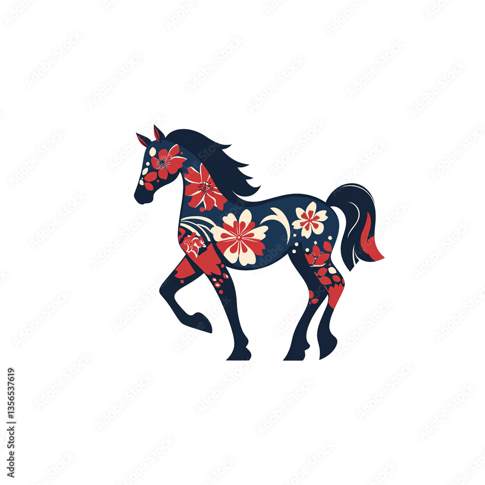 Obraz premium Elegant Floral Horse Silhouette Design