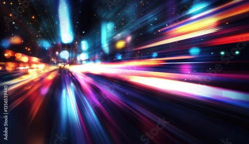 Wallpaper Mural Night city lights streaks.  Fast-moving vibrant urban scene Torontodigital.ca