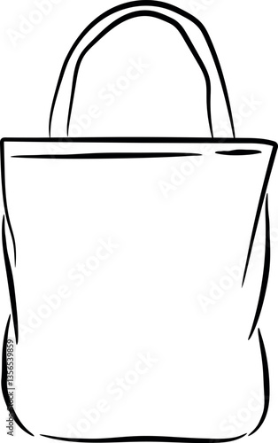 Simple Line Art Tote Bag Vector Illustration