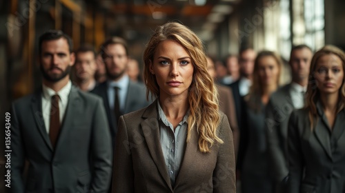 Confident woman dressed in a suit and tie illustrating professionalism and ethical hiring practices in business