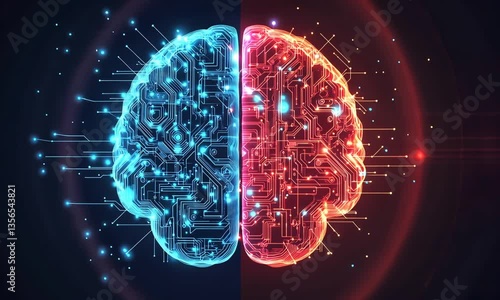 Wallpaper Mural Electronic circuit brain showing creative and logical mind, artificial intelligence and deep learning concept	 Torontodigital.ca