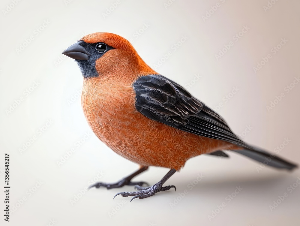 Fototapeta premium Red Bird Portrait, Soft Light Background