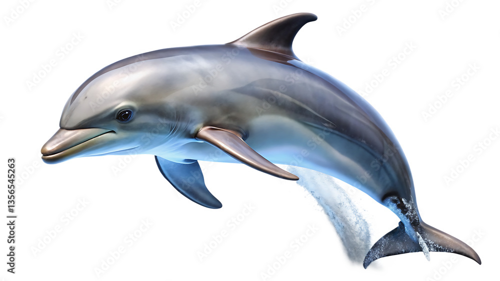 cute dolphin jumping isolated on white background PNG. GENERATIVE AI cute dolphin jumping isolated on white background PNG. GENERATIVE AI