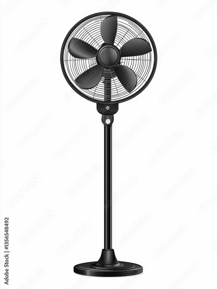 Obraz premium Sleek Modern Stand Fan with Adjustable Height and Stylish Design for Indoor Cooling and Air Circulation
