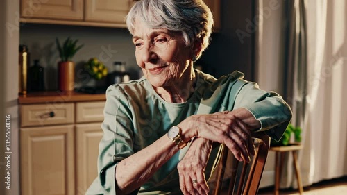 The Elderly Woman in Kitchen
