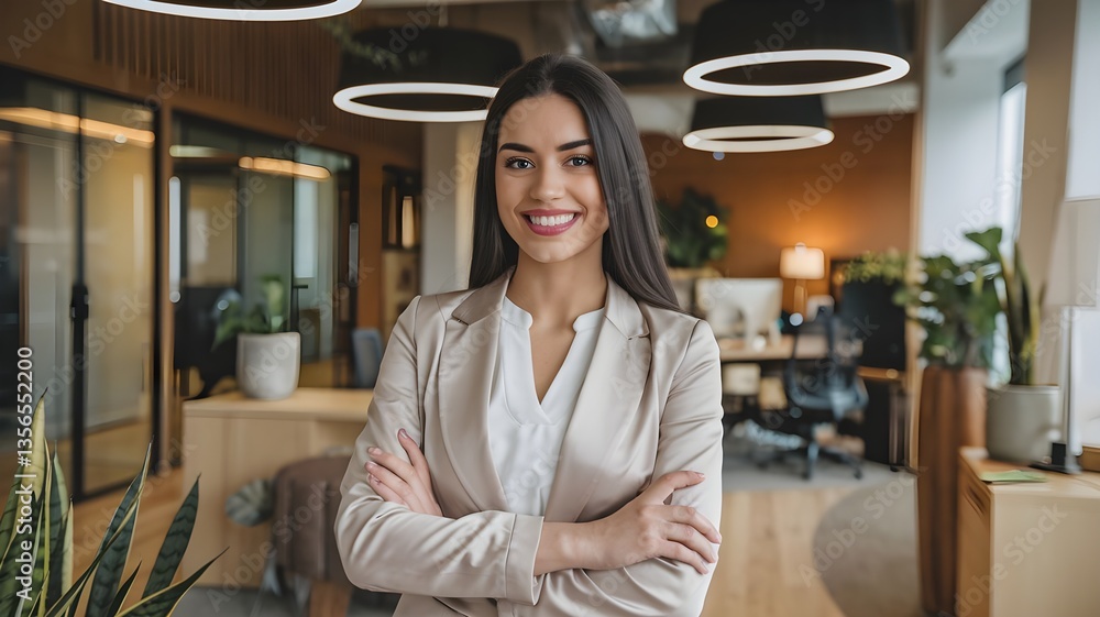 Portrait of confident businesswoman professional in office environment corporate leadership success Portrait of confident businesswoman professional in office environment corporate leadership success