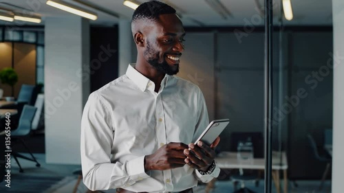 The Smiling Man with Smartphone