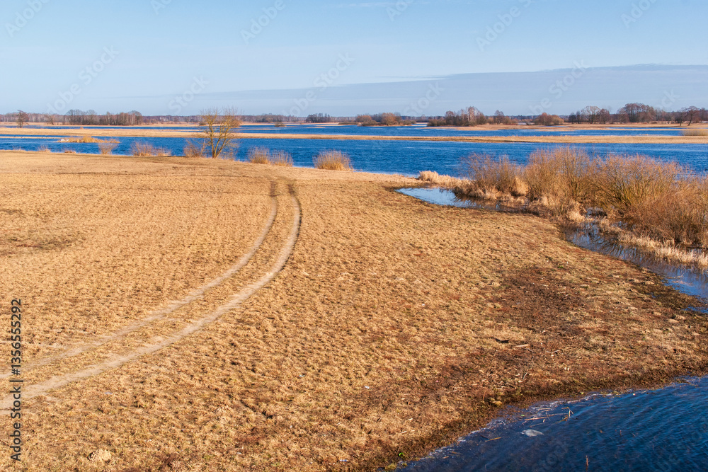 Wiosenne rozlewiska rzeki Narwi, Podlasie, Polska