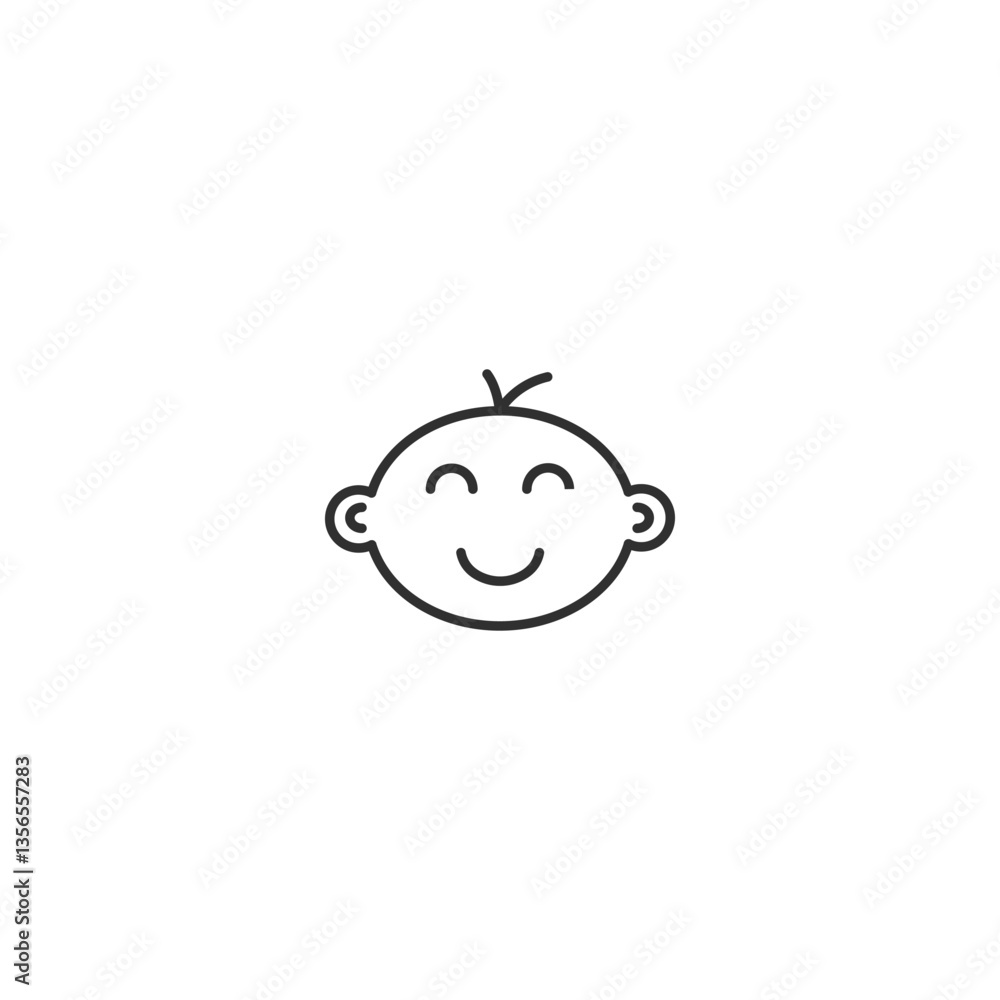 Minimalist baby face icon for newborn and child care themes. Minimalist baby face icon for newborn and child care themes.