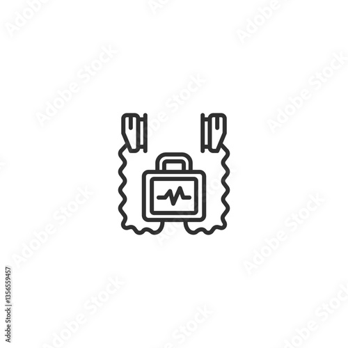 Linear medical defibrillator icon for emergency health applications.