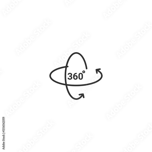Simple 360 degree rotation icon with arrows for interactive design.