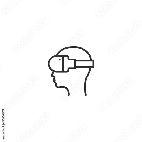 Minimalist linear icon of human profile with virtual reality headset.