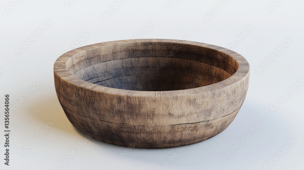 Circular Wooden Bowl. Isolated. White background. 3d render Circular Wooden Bowl. Isolated. White background. 3d render