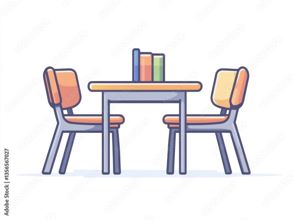 Fototapeta premium Simple table and chairs in a study room