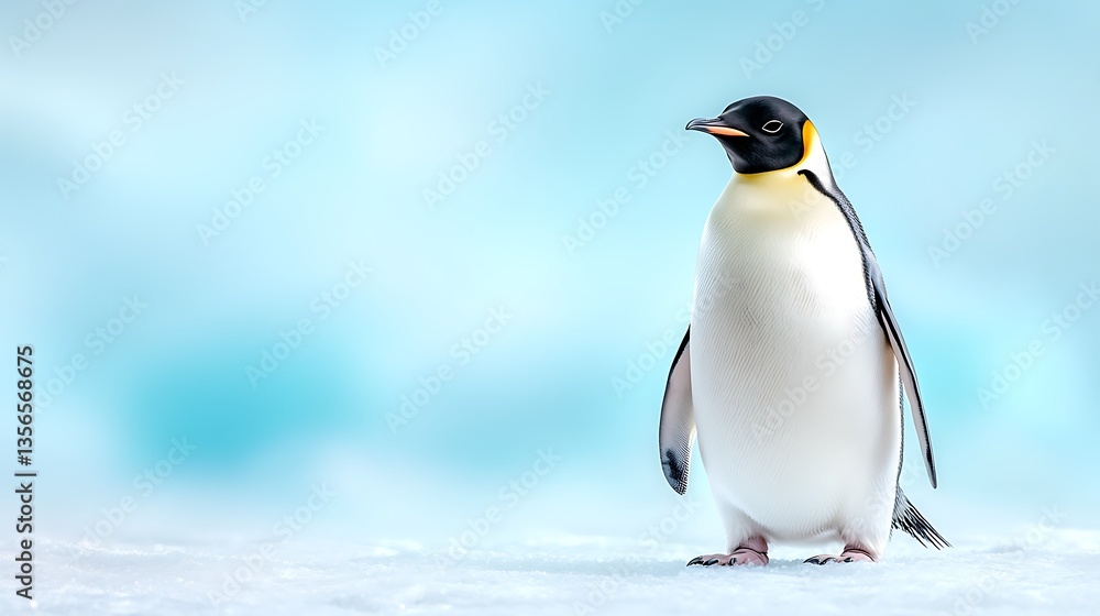 Obraz premium Close-up of emperor penguin on ice antarctic wildlife photography in a frosty habitat