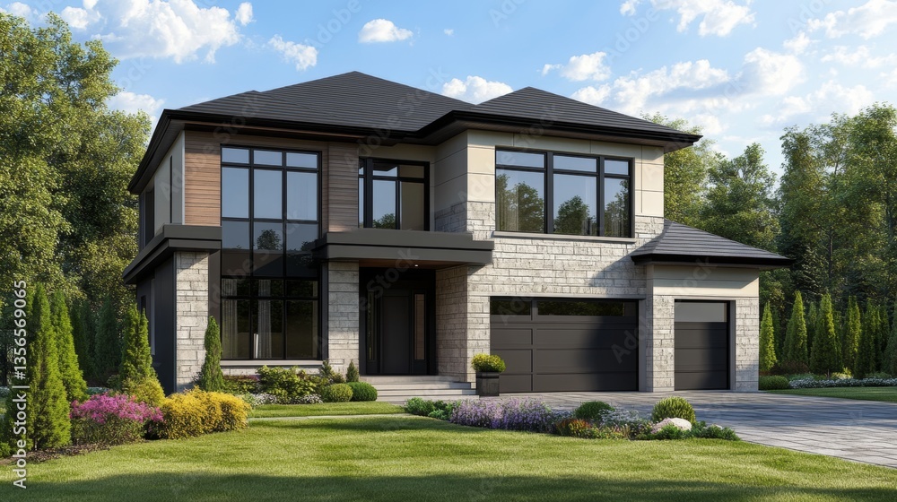 Architectural Sketch of Modern Residential House – Perspective View Architectural Sketch of Modern Residential House – Perspective View