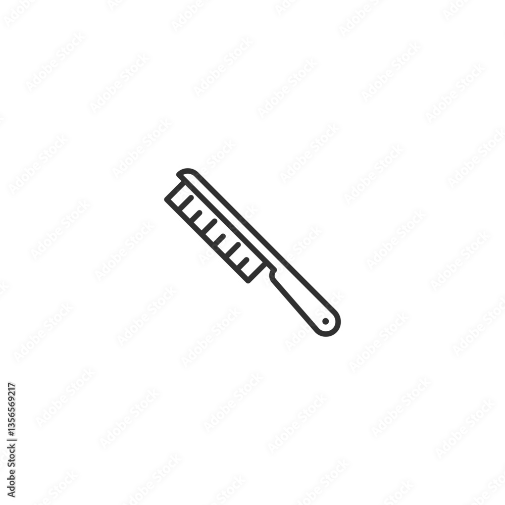 Simple linear comb icon for hair styling and grooming. Simple linear comb icon for hair styling and grooming.
