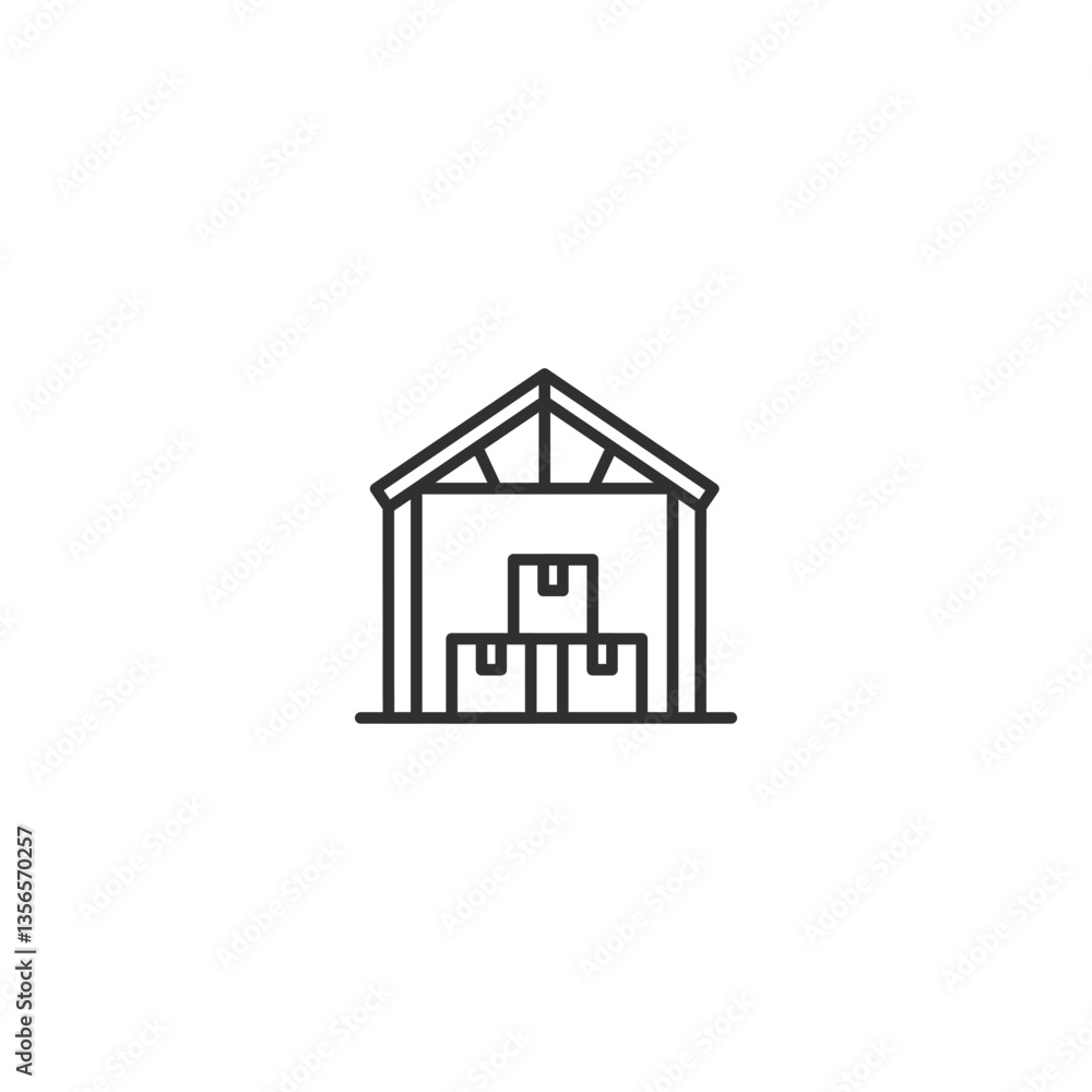 Linear barn icon with hay storage symbol. Linear barn icon with hay storage symbol.