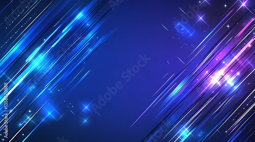 Abstract blue and purple glowing lines background.