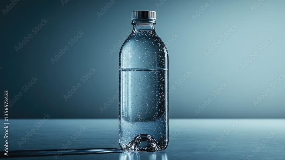 A front view of a transparent water bottle with a clear background, showcasing its sleek and modern design A front view of a transparent water bottle with a clear background, showcasing its sleek and modern design