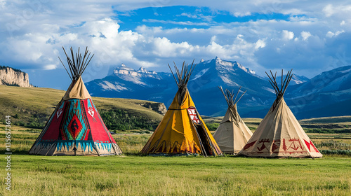 Native American Teepees in North America ai generative