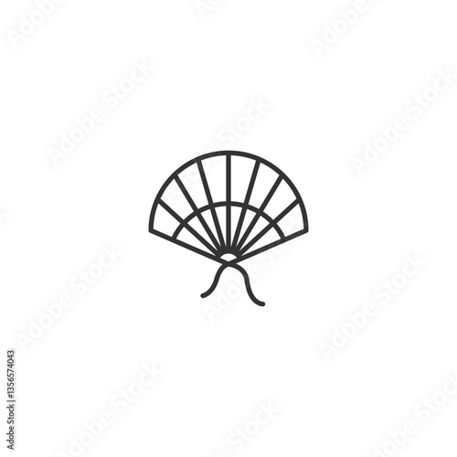 Elegant chinese folding fan icon in minimalist linear design.