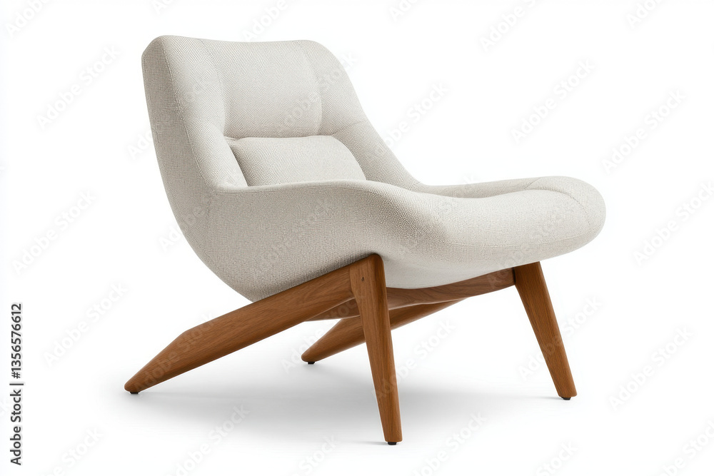 Elegant modern accent chair with plush fabric seat in contemporary living room relaxed environment stylish design concept for furniture lovers Elegant modern accent chair with plush fabric seat in contemporary living room relaxed environment stylish design concept for furniture lovers