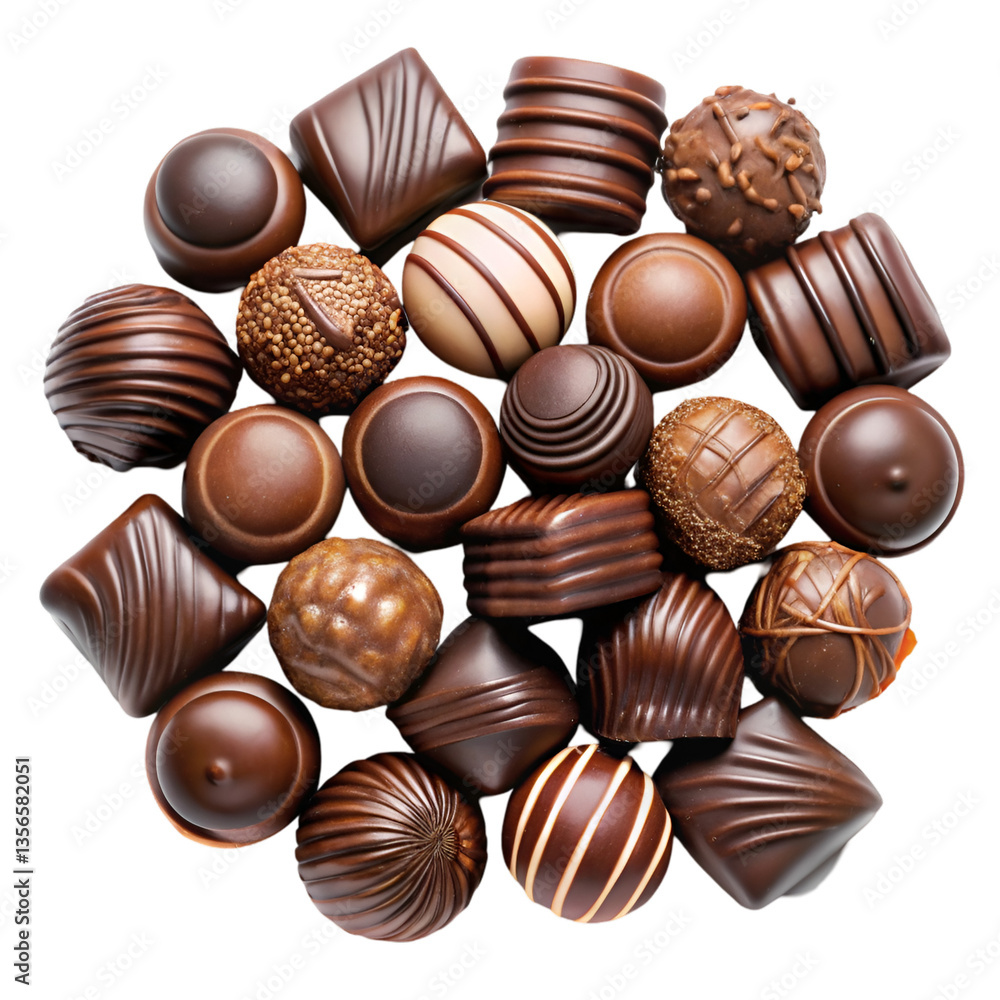Chocolate candies isolated on transparent background Chocolate candies isolated on transparent background