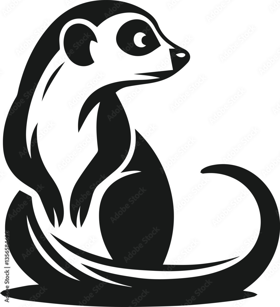 Naklejka premium Meerkat animal vector silhouette