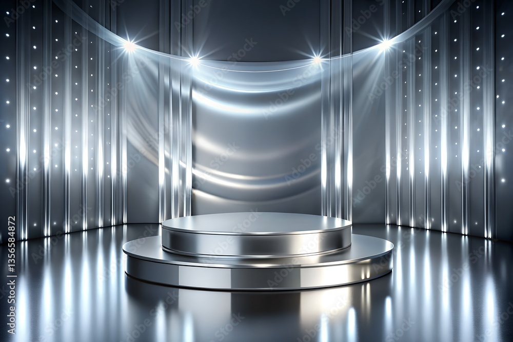 Futuristic Silver Podium, Platinum Frost, Product Presentation
