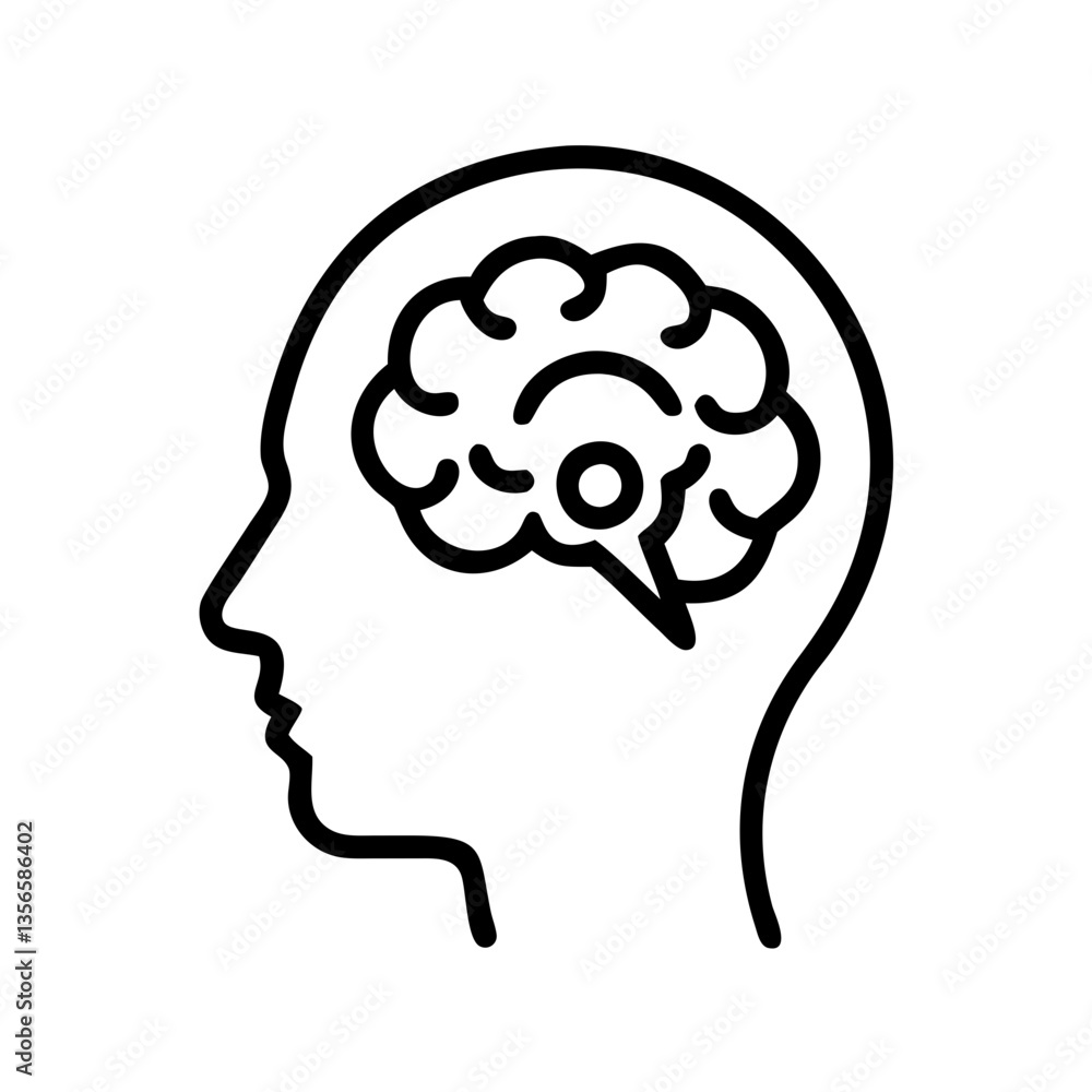 Brain icon representing thoughts and ideas in a minimalist style Brain icon representing thoughts and ideas in a minimalist style