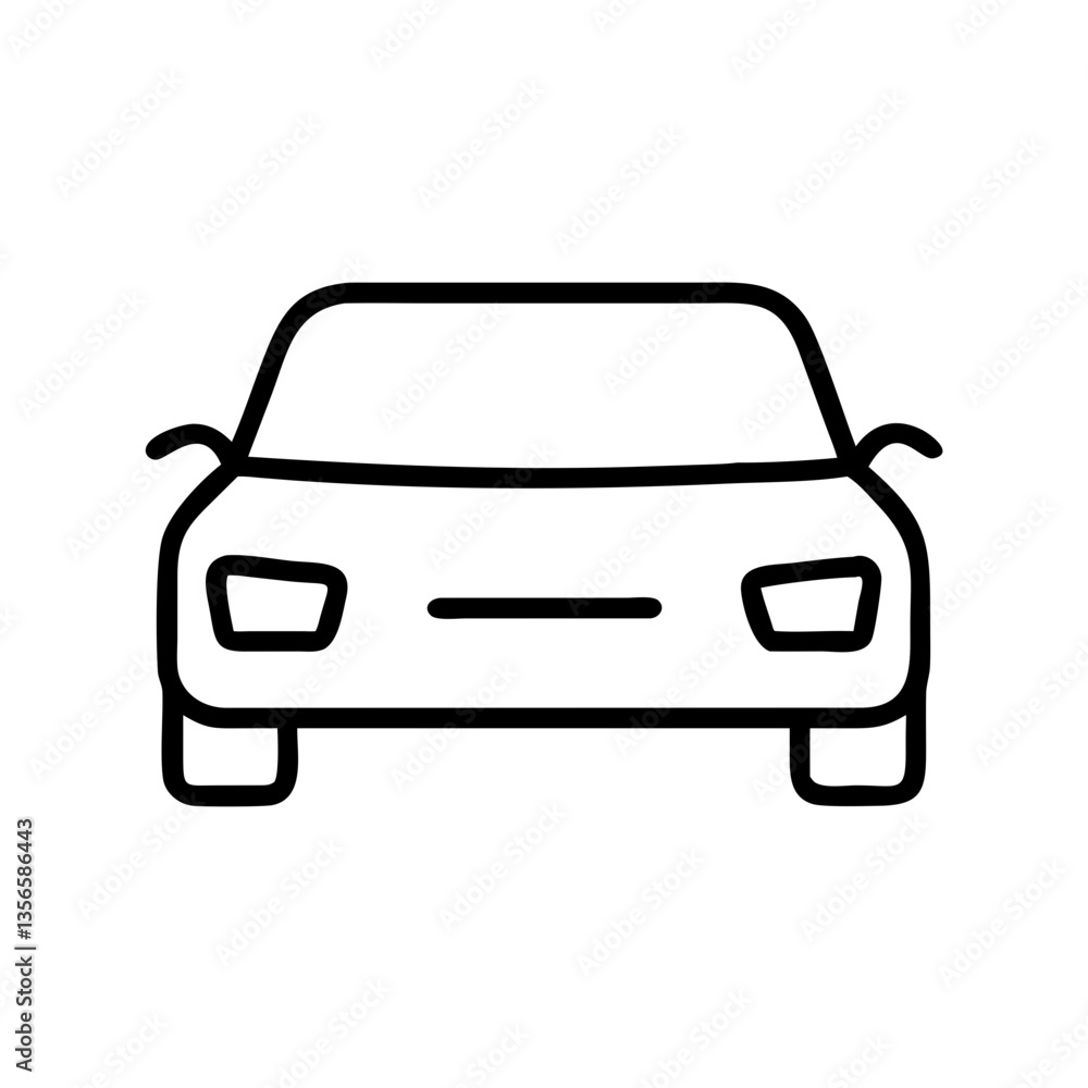 Simple line drawing of a car front view Simple line drawing of a car front view