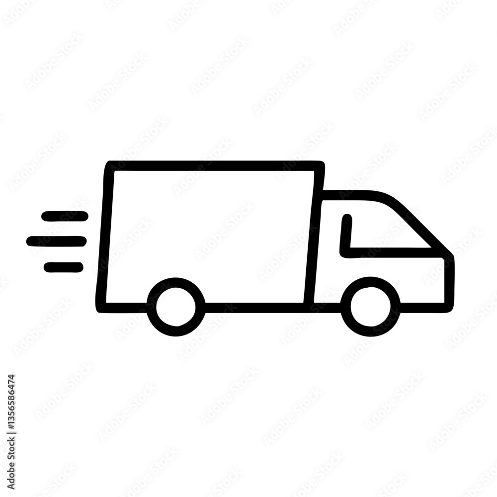 Delivery truck icon in motion on a white background Delivery truck icon in motion on a white background