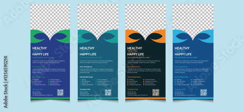 Simple blue clean creative modern corporate professional advertising company minimal dental dentist health care medical agency service business rollup banner design template. 