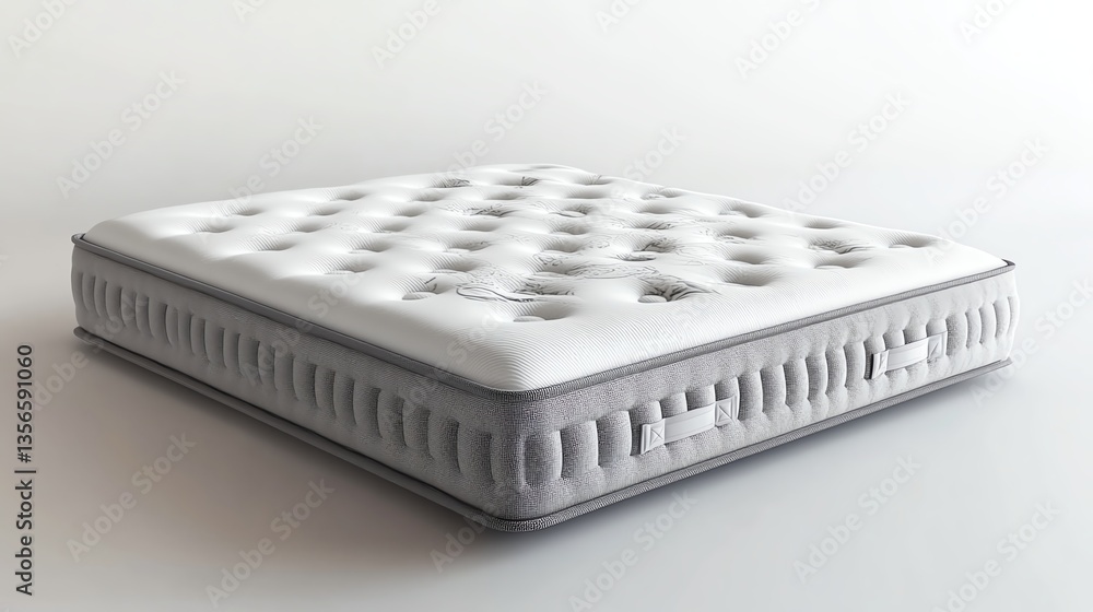 Comfortable mattress with a modern design on a white isolated background. Comfortable mattress with a modern design on a white isolated background.
