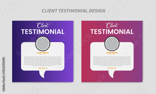 creative two gradient colorful variation modern and clean client testimonial design for social media post, professional  client testimonial bundle design with circular shape, stylish and abstract set,