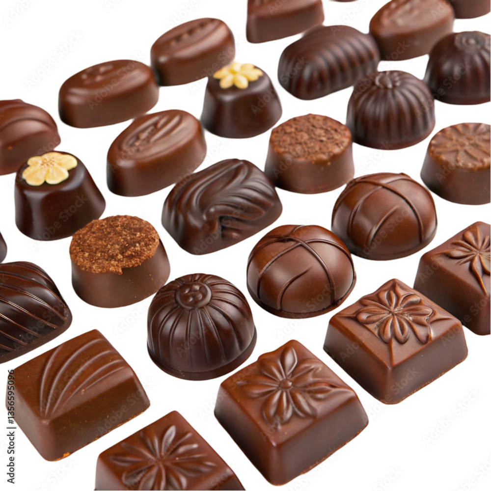 Chocolate candies isolated on transparent background Chocolate candies isolated on transparent background