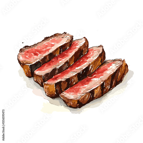 Watercolor Sliced New York Strip Steak Artwork