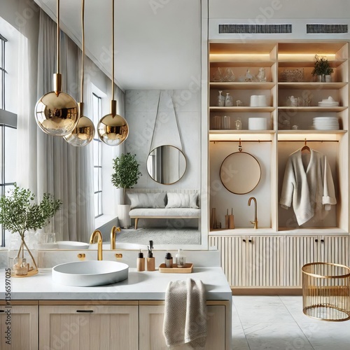 Incorporates clean lines simple fixtures and uncluttered surface