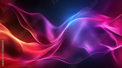 Wallpaper Mural Abstract 3D wallpaper with neon curved lines and glossy textures in an iridescent gradient.  Torontodigital.ca