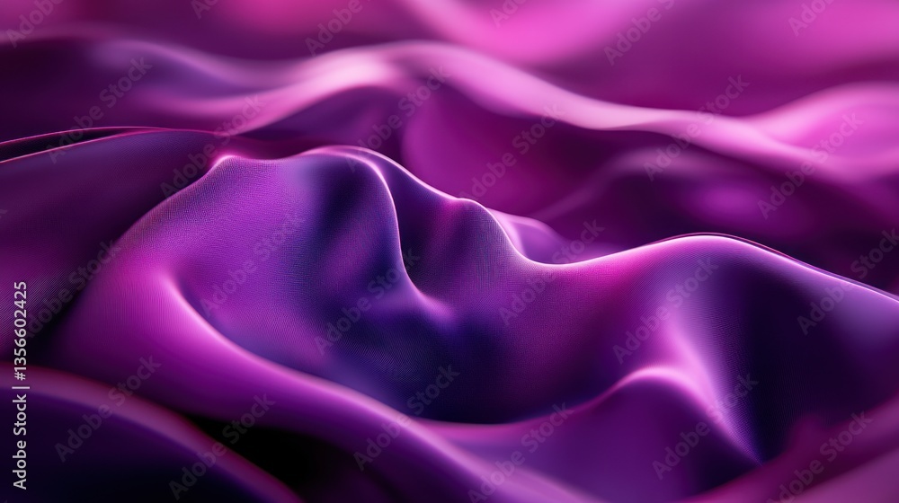Obraz premium Elegant silky fabric in deep purple hues undulating with smooth curves catching soft highlights abstract concept