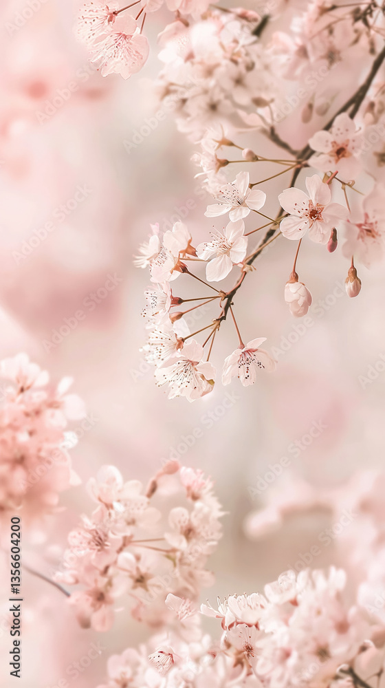 Cherry blossom branches in full bloom during spring, showcasing delicate pink petals and vibrant natural beauty. Mobile and phone wallpaper background. Cherry blossom branches in full bloom during spring, showcasing delicate pink petals and vibrant natural beauty. Mobile and phone wallpaper background.
